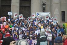 AFT Washington members rally with other unions for improved SRP wages