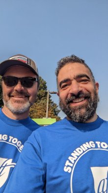Members Peter Pihos (who is also on the board) and Daniel Chard at Labor Neighbor in the 42nd District (Bellingham) last weekend. Photo Credit: Peter Pihos
